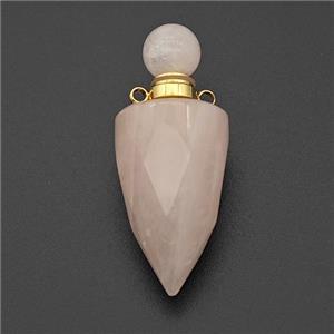 Natural Pink Rose Quartz Perfume Bottle Pendant Bullet, approx 16-40mm [GM23733]