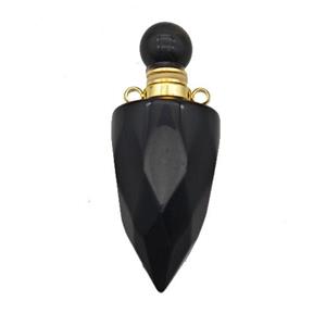 Natural Black Obsidian Perfume Bottle Pendant Bullet, approx 16-40mm [GM23734]