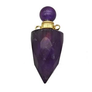 Natural Purple Amethyst Perfume Bottle Pendant Bullet, approx 16-40mm [GM23737]