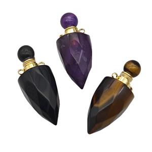 Natural Gemstone Perfume Bottle Pendant Bullet Mixed, approx 16-40mm [GM23738]