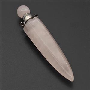 Natural Rose Quartz Perfume Bottle Pendant Bullet, approx 12-60mm [GM23754]