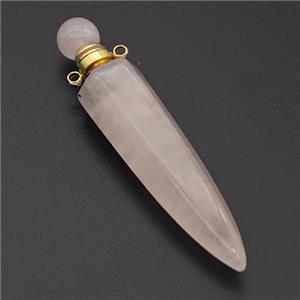 Natural Rose Quartz Perfume Bottle Pendant Bullet, approx 12-60mm [GM23764]