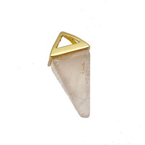 Natural Rose Quartz Pendulum Copper Gold Plated, approx 9-18mm [GM23777]