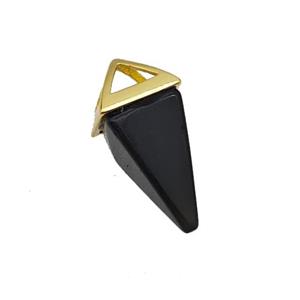 Natural Black Obsidian Pendulum Copper Gold Plated, approx 9-18mm [GM23778]