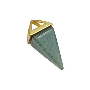 Natural Green Aventurine Pendulum Copper Gold Plated, approx 9-18mm [GM23779]