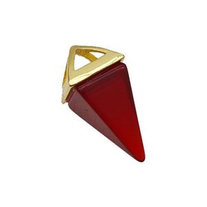 Natural Red Agate Pendulum Dye Copper Gold Plated, approx 9-18mm [GM23783]