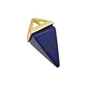 Natural Blue Lapis Lazuli Pendulum Copper Gold Plated, approx 9-18mm [GM23785]