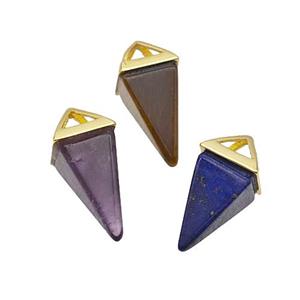 Natural Gemstone Pendulum Copper Gold Plated Mixed, approx 9-18mm [GM23787]