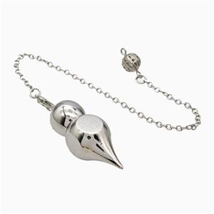 Alloy Pendulum Pendant With Chain Platinum Plated, approx 14-40mm, 8mm, 16cm length [GM23790]