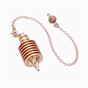 Alloy Pendulum Pendant With Chain Rose Gold, approx 16-40mm, 8mm, 16cm length [GM23796]