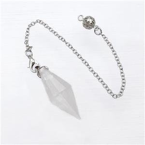 Clear Quartz Pendulum Pendant With Chain, approx 16-40mm, 8mm, 16cm length [GM23799]