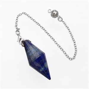 Blue Lapis Lazuli Pendulum Pendant With Chain, approx 16-40mm, 8mm, 16cm length [GM23800]