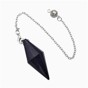 Blue Sandstone Pendulum Pendant With Chain, approx 16-40mm, 8mm, 16cm length [GM23803]