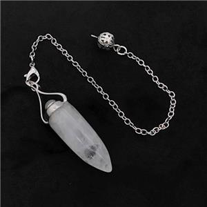 Clear Quartz Bullet Pendant With Chain, approx 12-40mm, 8mm, 16cm length [GM23805]