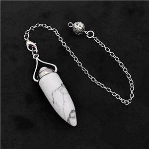 White Howlite Turquoise Bullet Pendant With Chain, approx 12-40mm, 8mm, 16cm length [GM23808]