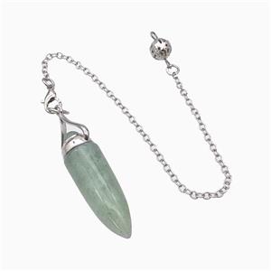 Green Aventurine Bullet Pendant With Chain, approx 12-40mm, 8mm, 16cm length [GM23810]