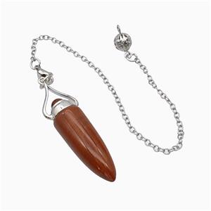 Red Jasper Bullet Pendant With Chain, approx 12-40mm, 8mm, 16cm length [GM23812]