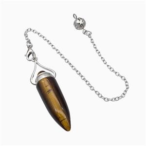 Tiger Eye Stone Bullet Pendant With Chain, approx 12-40mm, 8mm, 16cm length [GM23813]