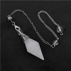 Clear Quartz Pendulum Pendant With Chain, approx 16-50mm, 8mm, 20cm length [GM23817]