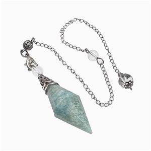 Green Amazonite Pendulum Pendant With Chain, approx 16-50mm, 8mm, 20cm length [GM23822]