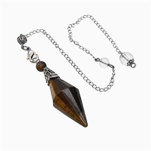 Tiger Eye Stone Pendulum Pendant With Chain, approx 16-50mm, 8mm, 20cm length [GM23824]