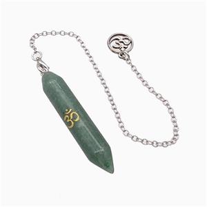 Green Aventurine Prism Pendant With Chain, approx 10-50mm, 12mm, 16cm length [GM23830]