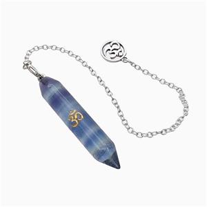 Fluorite Prism Pendant With Chain, approx 10-50mm, 12mm, 16cm length [GM23832]