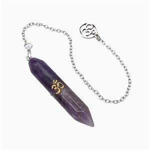 Purple Amethyst Prism Pendant With Chain, approx 10-50mm, 12mm, 16cm length [GM23834]