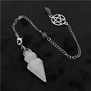 Clear Quartz Pendulum Pendant With Chain, approx 15-35mm, 16mm, 16cm length [GM23836]