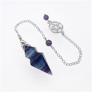Fluorite Pendulum Pendant With Chain, approx 15-35mm, 16mm, 16cm length [GM23842]