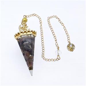 Multicolor Tourmaline Chips Resin Pendulum Pendant With Chain Gold Plated, approx 24-55mm, 8mm, 20cm length [GM23933]