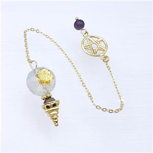 Clear Quartz Sphere Pendant With Chain Star Gold Plated, approx 16-35mm, 16mm, 16cm length [GM23940]