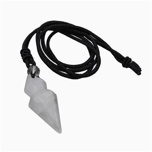 Clear Quartz Pendulum Necklace Black Nylon Cord, approx 16-35mm, 2mm [GM23951]