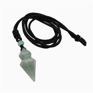Green Aventurine Pendulum Necklace Black Nylon Cord, approx 16-35mm, 2mm [GM23954]