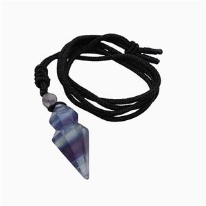 Fluorite Pendulum Necklace Black Nylon Cord, approx 16-35mm, 2mm [GM23956]