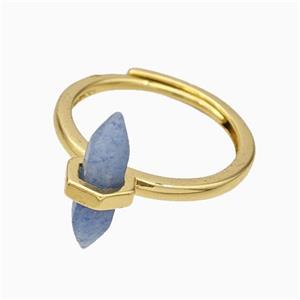 Gemstone Rings With Blue Aventurine Prism Adjustable Gold Plated, approx 4-17mm, 18mm dia [GM23972]