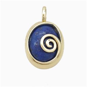 Copper Oval Pendant Pave Blue Lapis Lazuli Gold Plated, approx 14-18mm [GM23997]