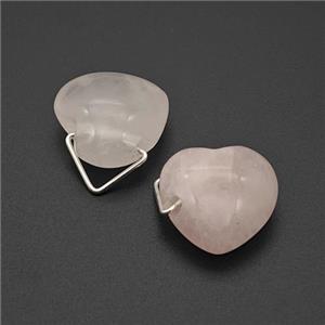 Natural Pink Rose Quartz Heart Pendant, approx 16mm [GM24028]
