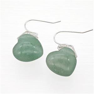 Natural Green Aventurine Heart Hook Earrings, approx 16mm [GM24037]