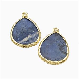 Natural Blue Sodalite Teardrop Pendant Gold Plated, approx 18-21mm [GM24045]