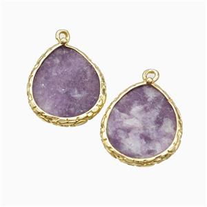 Natural Lilac Jasper Teardrop Pendant Gold Plated, approx 18-21mm [GM24046]
