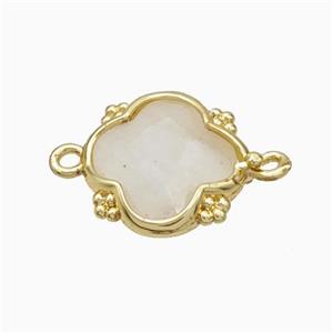 Natural Clear Quartz Clover Connector Gold Plated, approx 15mm [GM24048]