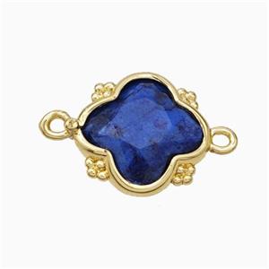 Blue Dye Lapis Lazuli Clover Connector Gold Plated, approx 15mm [GM24058]