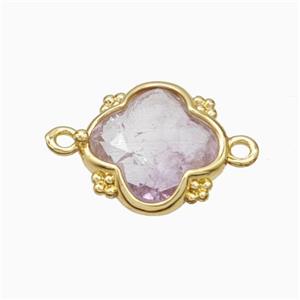 Natural Lt.purple Amethyst Clover Connector Gold Plated, approx 15mm [GM24059]