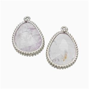Natural Lt.purple Amethyst Teardrop Pendant Platinum Plated, approx 14.5-20mm [GM24064]