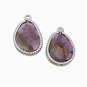 Natural Purple Amethyst Teardrop Pendant Platinum Plated, approx 14.5-20mm [GM24065]