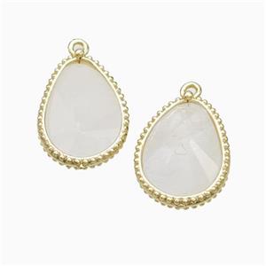 Natural White Crystal Quartz Teardrop Pendant Gold Plated, approx 14.5-20mm [GM24067]