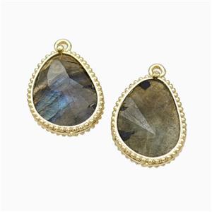 Natural Labradorite Teardrop Pendant Gold Plated, approx 14.5-20mm [GM24072]
