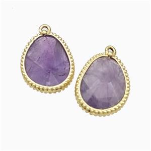 Natural Purple Amethyst Teardrop Pendant Gold Plated, approx 14.5-20mm [GM24074]