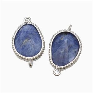 Natural Blue Sodalite Teardrop Connector Platinum Plated, approx 14.5-20mm [GM24083]